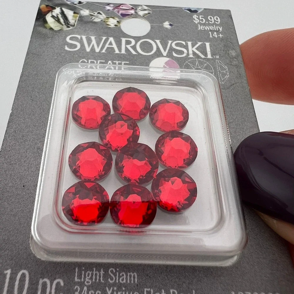 Swarovski‎ Light Siam 34ss Xirius Flat Back 10pc Red Crystals